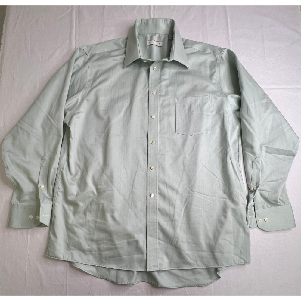 Joseph Abboud Mens Dress Shirt 17 1/2 34/35 Non Iron‎ Light Green Long Sleeve